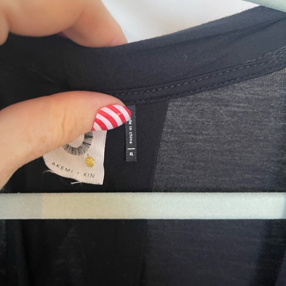 Akemi + Kin Anthropologie Black Draped Faux Wrap Top - Picture 5 of 11